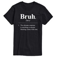 Мужская футболка с рисунком Big &amp; Tall Bruh Definition License, черный
