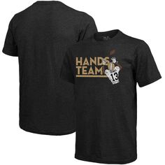 Мужская черная футболка Fanatics с логотипом Michael Thomas New Orleans Saints Tri-Blend Player с рисунком Majestic