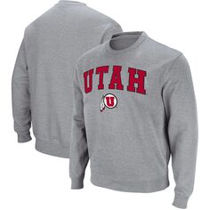 Мужской твиловый пуловер с принтом &quot;Watah Utes Arch &amp; Logo Tackle&quot; серого цвета Utah Utes Colosseum