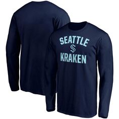 Мужская футболка с длинным рукавом с фирменным логотипом Deep Sea Seattle Kraken Big &amp; Tall Victory Arch Fanatics