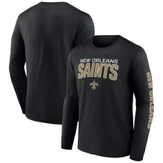 Мужская черная футболка с длинными рукавами и надписью New Orleans Saints Go the Distance Fanatics