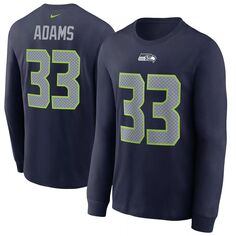 Мужская темно-синяя футболка с длинным рукавом Jamal Adams Seattle Seahawks, имя и номер игрока Nike