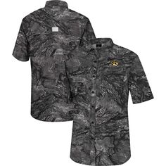 Мужская темно-серая рубашка для рыбалки на всех пуговицах Missouri Tigers Realtree Aspect Charter Colosseum