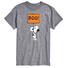 Футболка с надписью Big &amp; Tall Peanuts Snoopy Boo Licensed Character, серый