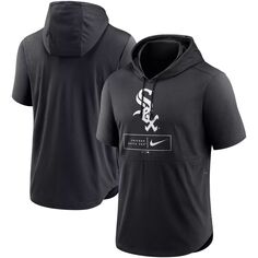 Мужской черный пуловер с капюшоном с короткими рукавами и логотипом Chicago White Sox Lockup Performance Nike