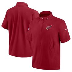 Мужская куртка Cardinal Arizona Cardinals Sideline Coach с капюшоном и молнией четверть рукава с короткими рукавами Nike