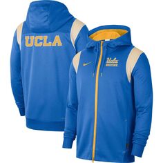 Мужская синяя куртка с капюшоном и молнией во всю длину UCLA Bruins Sideline Lockup Performance Nike