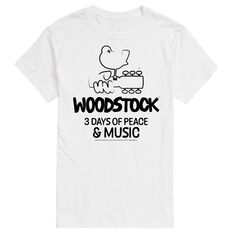 Футболка с рисунком Big &amp; Tall Woodstock 3 Days License, белый