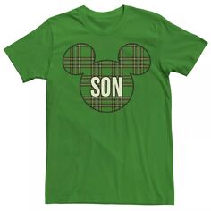 Мужская рождественская клетчатая футболка Disney Mickey And Friends с Микки Сыном Licensed Character