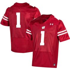 Мужская футбольная майка #1 Red Wisconsin Badgers реплика Under Armour