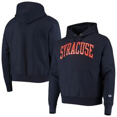 Мужской темно-синий пуловер с капюшоном Syracuse Orange Team Arch обратного переплетения Champion