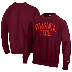 Мужской бордовый пуловер Virginia Tech Hokies Arch обратного плетения свитшот Champion