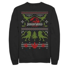 Мужской рождественский уродливый свитер с динозавром из мира Юрского периода, флисовый пуловер Licensed Character, черный