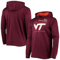 Мужская темно-бордовая толстовка с капюшоном Virginia Tech Hokies 2021 Team Sideline Performance Pullover Nike