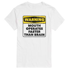 Предупреждение для мужчин: футболка с изображением «Гниет быстрее, чем мозг» License, белый