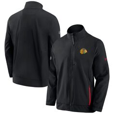 Мужская фирменная черная куртка Chicago Blackhawks Authentic Pro Rink Coaches с молнией во всю длину Fanatics