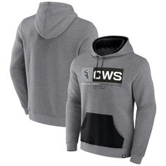 Мужской фирменный флисовый пуловер с капюшоном Chicago White Sox серого/черного цвета с логотипом бренда Fanatics