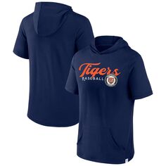 Мужской фирменный темно-синий пуловер с капюшоном Detroit Tigers Offensive Strategy с короткими рукавами Fanatics