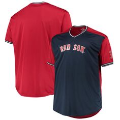 Мужская однотонная футболка с v-образным вырезом Boston Red Sox темно-синего/красного цвета