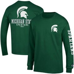 Мужская зеленая футболка с длинными рукавами Michigan State Spartans Team Stack Champion