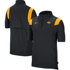 Мужская черная куртка Iowa Hawkeyes 2021 Coaches с коротким рукавом и молнией до четверти Nike