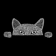 Peeking Cat — мужская футболка с длинным рукавом с надписью Word Art LA Pop Art