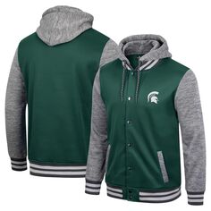 Мужская зеленая куртка с капюшоном и застежкой на пуговицы Michigan State Spartans Robinson Colosseum