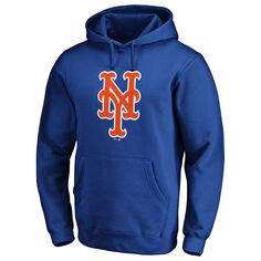 Мужской пуловер с капюшоном с фирменным логотипом Royal New York Mets Fanatics