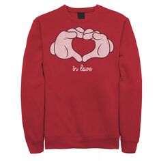 Мужской свитшот Mickey Mouse Heart Hands In Love Disney, красный