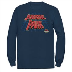 Мужская футболка с логотипом в стиле ретро «Парк Юрского периода» Jurassic Park, синий