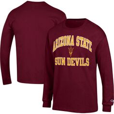 Мужская темно-бордовая футболка с длинным рукавом Arizona State Sun Devils High Motor Champion