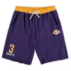 Мужские шорты Anthony Davis Purple Los Angeles Lakers Big &amp; Tall French Terry с именем и номером Majestic