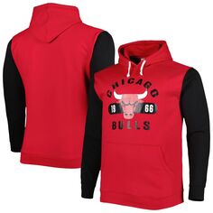Мужской фирменный красный/черный пуловер с капюшоном Chicago Bulls Big &amp; Tall Bold Attack Fanatics