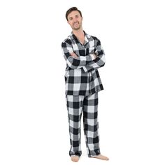 Мужская фланелевая пижама из двух частей в клетку Leveret