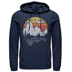Мужская винтажная толстовка с капюшоном Mountain Sunset Reflection Explore Outdoors Licensed Character