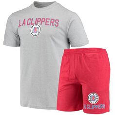 Мужская футболка Concepts Sport с принтом серого/красного цвета с принтом LA Clippers Anchor, комплект для сна и шорты