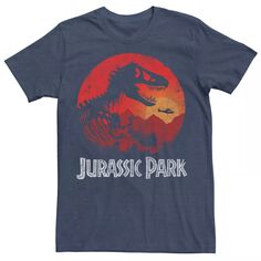 Мужская красная футболка с рисунком «Парк Юрского периода и закат в джунглях» Jurassic World