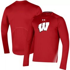 Мужская футболка с длинным рукавом Red Wisconsin Badgers 2021 Sideline Training Performance Performance Under Armour