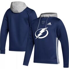 Мужской синий пуловер с капюшоном Tampa Bay Lightning Skate Lace AEROREADY Team adidas