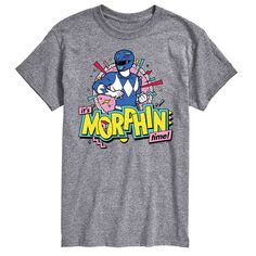 Синяя футболка с рисунком Big &amp; Tall Power Rangers Morphin Time Licensed Character, серый