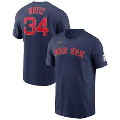 Мужская темно-синяя футболка с именем и номером David Ortiz Boston Red Sox Nike