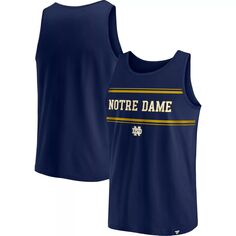 Мужская темно-синяя майка с фирменным логотипом Notre Dame Fighting Irish Stripe Block Fanatics