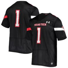 Мужская черная футбольная майка #1 Texas Tech Red Raiders Team Premier Under Armour