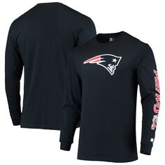 Мужская темно-синяя футболка с длинным рукавом New England Patriots Half-Time Starter