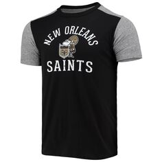 Мужская футболка черного/серого цвета с нитками New Orleans Saints Gridiron Classics Field Goal Slub Majestic