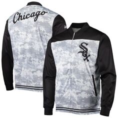 Мужская черная куртка Chicago White Sox с молнией во всю длину и камуфляжем Stitches