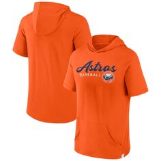 Мужской пуловер с капюшоном с короткими рукавами и логотипом Orange Houston Astros Offensive Strategy Fanatics
