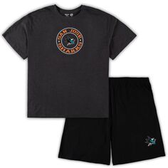 Мужская футболка Concepts Sport черная/темно-угольная футболка San Jose Sharks Big &amp; Tall и шорты для сна
