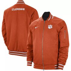 Мужской оранжевый бомбер с молнией во всю длину Clemson Tigers Nike