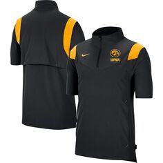Мужская черная куртка Iowa Hawkeyes Coach с короткими рукавами и молнией до четверти Nike